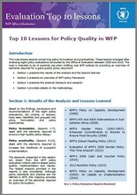 Top 10 Lessons for Policy Quality in WFP